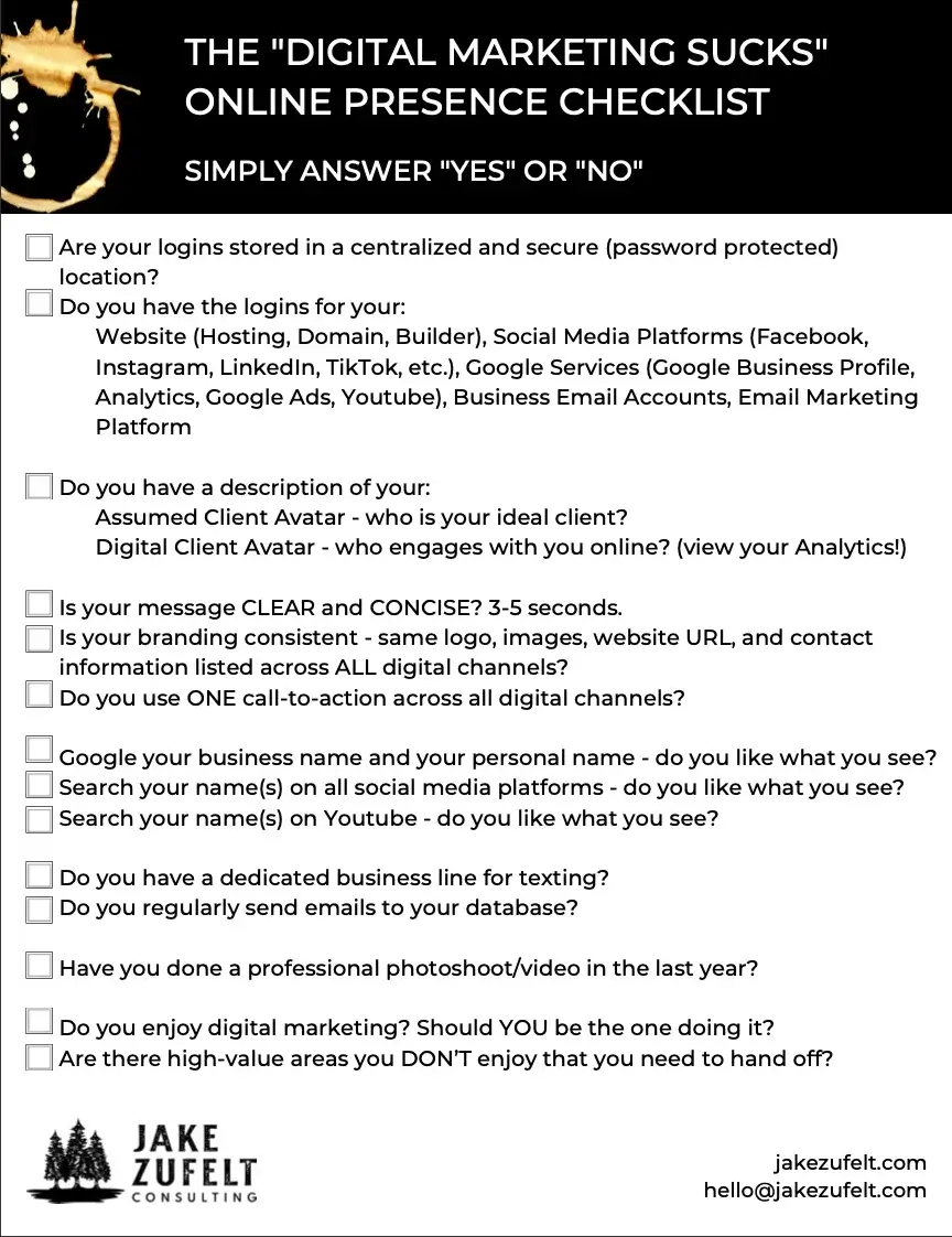 Digital Marketing Sucks Online Presence Checklist